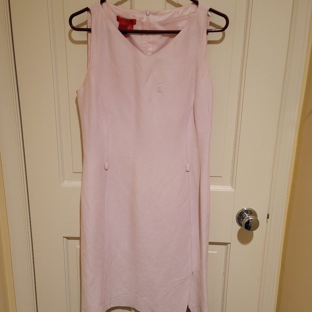 Lined Jacket and Sheath Dress Set (Pale Pink)